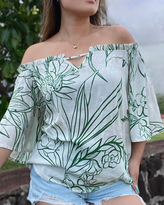 Women's Green Off The Shoulder Blouse