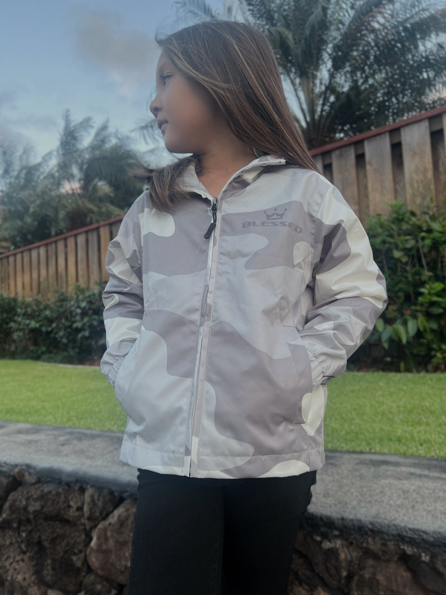 Kids White Windbreaker